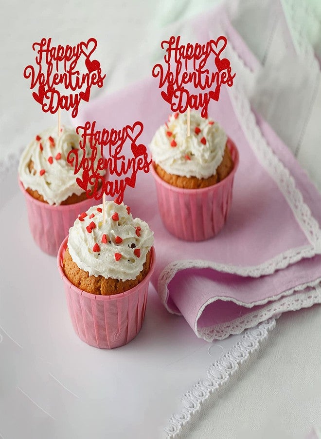 Incrizma Valentine's Day Cupcake Toppers Sweet Love Theme Valentine's Day Cupcake Food Picks Valentine's Day Theme Birthday Party Cake Decorations Supplies (Happy Valentine'sDay) - Image 2